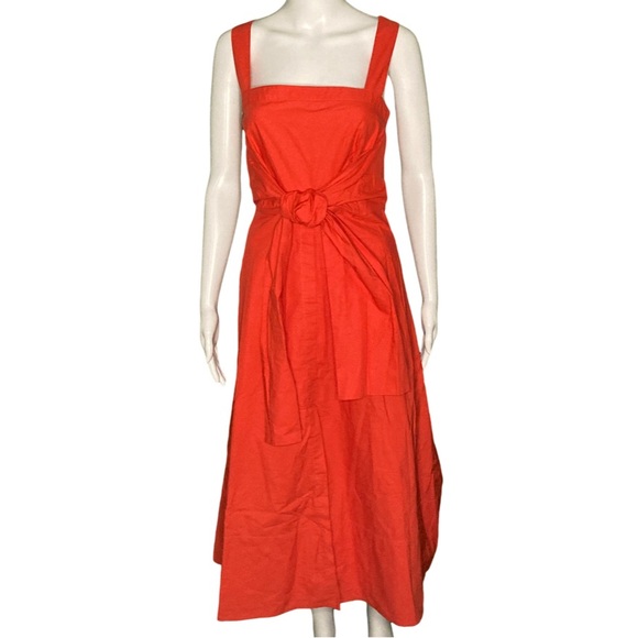NWT Proenza Schouler Bright Orange Poplin Apron Midi Dress - Sz 2 - Picture 5 of 8